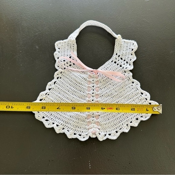 Handmade New Crochet Baby Bib Girl Gift Baby Shower Crocheted Homemade Pink - Picture 11 of 11